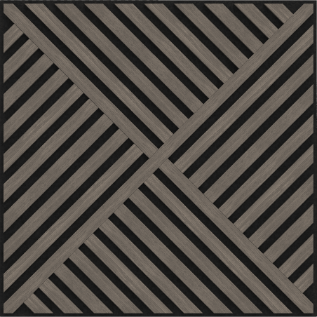 Mexen Linea 08 panel de pared acústico 60 x 60 cm (4 piezas), fieltro 9 mm, chapa técnica, Roble Gris - S110-60607-08-043