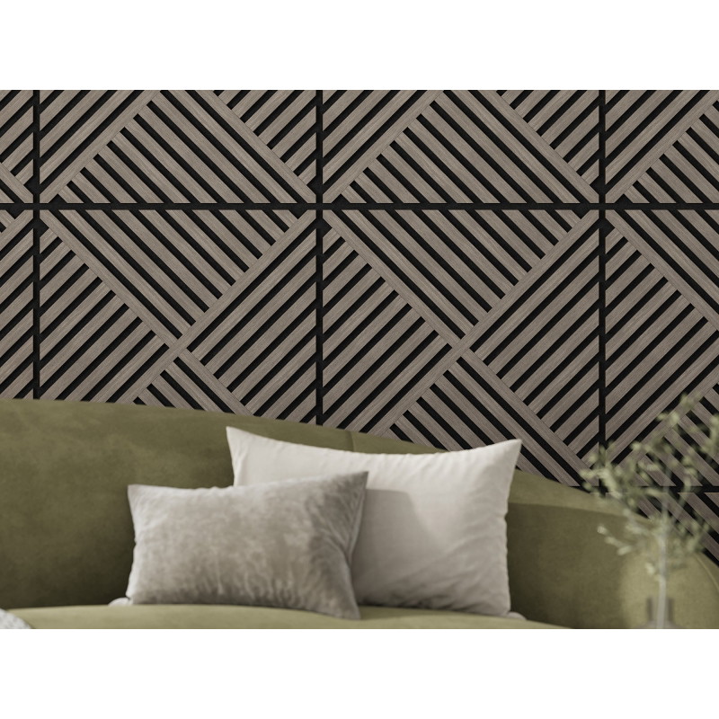 Mexen Linea 08 akustisk väggpanel 60 x 60 cm (4 st.), filt 9 mm, teknisk faner, Grå Ek - S110-60607-08-043