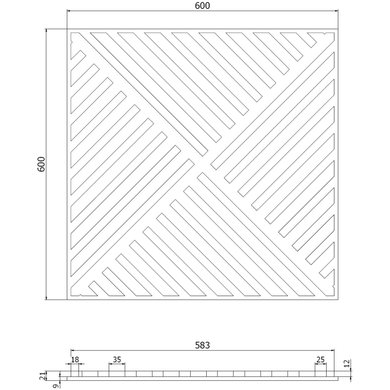Mexen Linea 08 panel ścienny akustyczny 60 x 60 cm (4szt.), filc 9 mm, fornir techniczny, Szary Dąb - S110-60607-08-043
