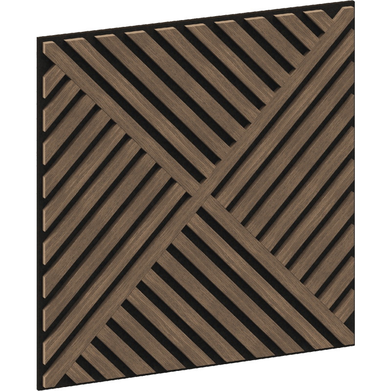 Mexen Linea 08 akustiska sienas panelis 60 x 60 cm (4 gab.), filcs 9 mm, tehniskais finieris, Tumšs rieksts - S110-60607-08-044