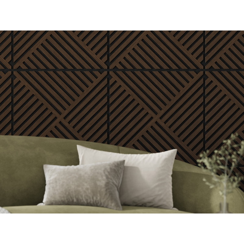 Mexen Linea 08 panneau mural acoustique 60 x 60 cm (4 pièces), feutre 9 mm, placage technique, Chêne Mocca - S110-60607-08-045