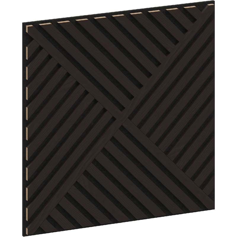 Mexen Linea 08 painel de parede acústico 60 x 60 cm (4 peças), feltro 9 mm, folheado técnico, Carvalho Preto