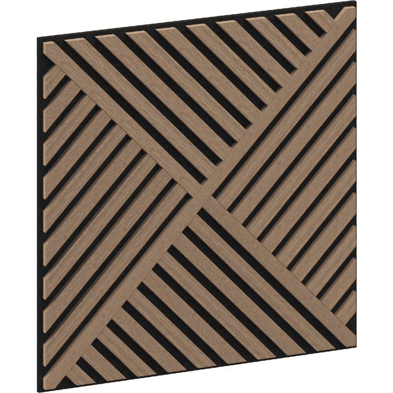 Mexen Linea 08 pannello acustico da parete 60 x 60 cm (4 pezzi), feltro 9 mm, impiallacciatura tecnica, Noce Chiaro