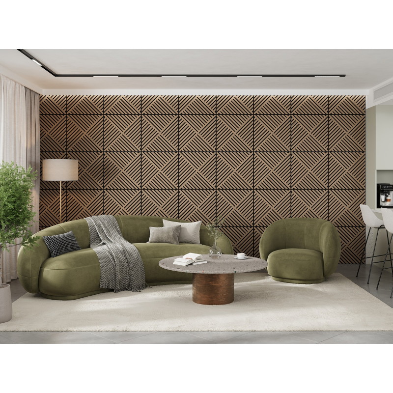 Mexen Linea 08 akustinen seinäpaneeli 60 x 60 cm (4 kpl), huopa 9 mm, tekninen viilu, Vaalea Pähkinä - S110-60607-08-047