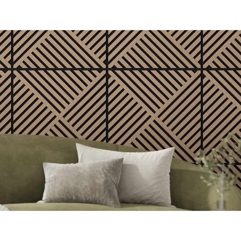Mexen Linea 08 panel ścienny akustyczny 60 x 60 cm (4szt.), filc 9 mm, fornir techniczny, Jasny Orzech - S110-60607-08-047