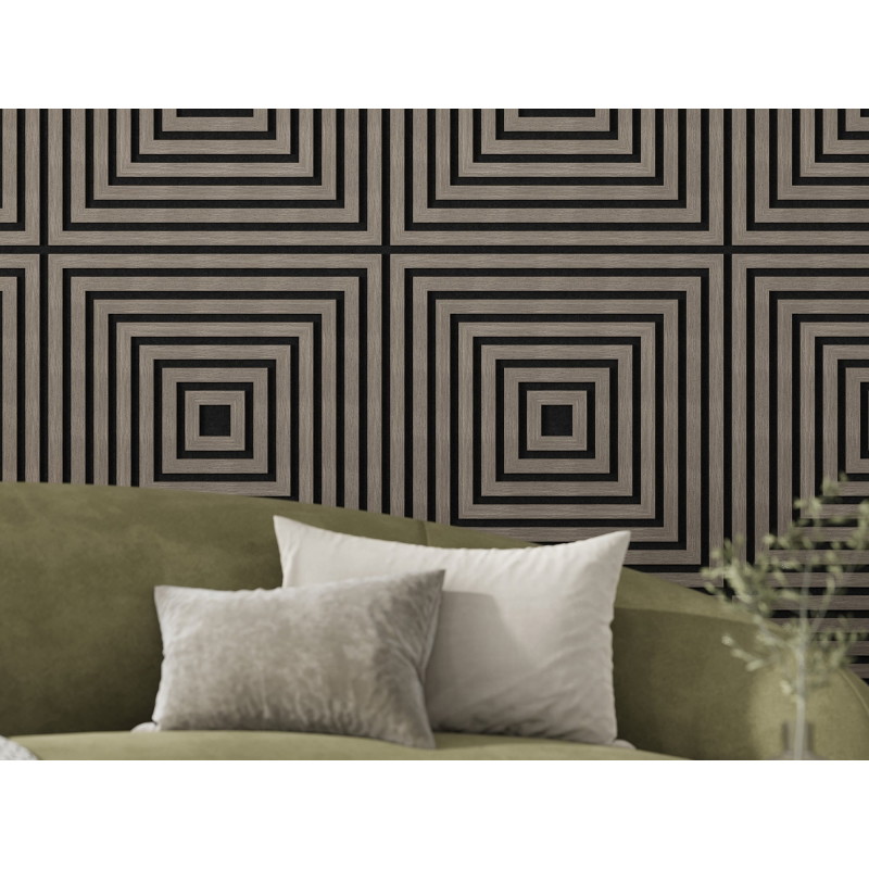 Mexen Linea 13 panel de pared acústico 60 x 60 cm (4 unidades), fieltro de 9 mm, chapa técnica, Roble Gris - S110-60607-13-043