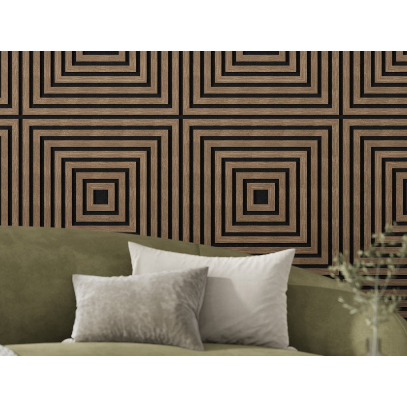 Mexen Linea 13 akustisks sienas panelis 60 x 60 cm (4gab.), filcs 9 mm, tehniska finiera kārta, Tumšais rieksts