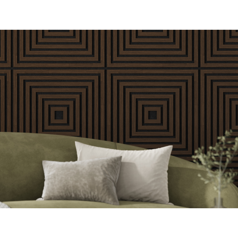 Mexen Linea 13 panel ścienny akustyczny 60 x 60 cm (4szt.), filc 9 mm, fornir techniczny, Dąb Mocca - S110-60607-13-045