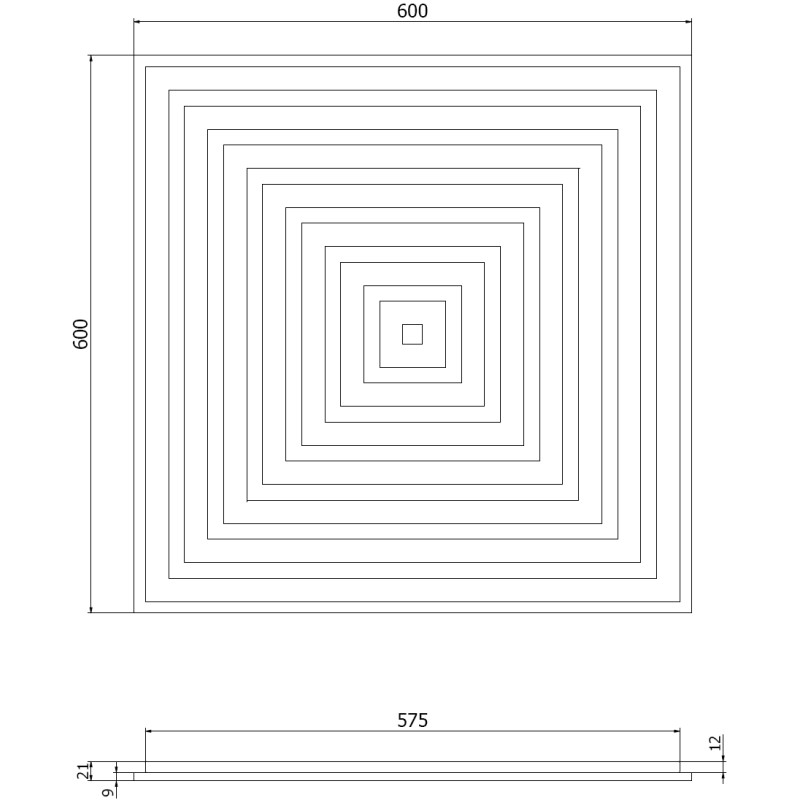 Mexen Linea 13 pannello acustico da parete 60 x 60 cm (4 pezzi), feltro 9 mm, impiallacciatura tecnica, Rovere Mocca