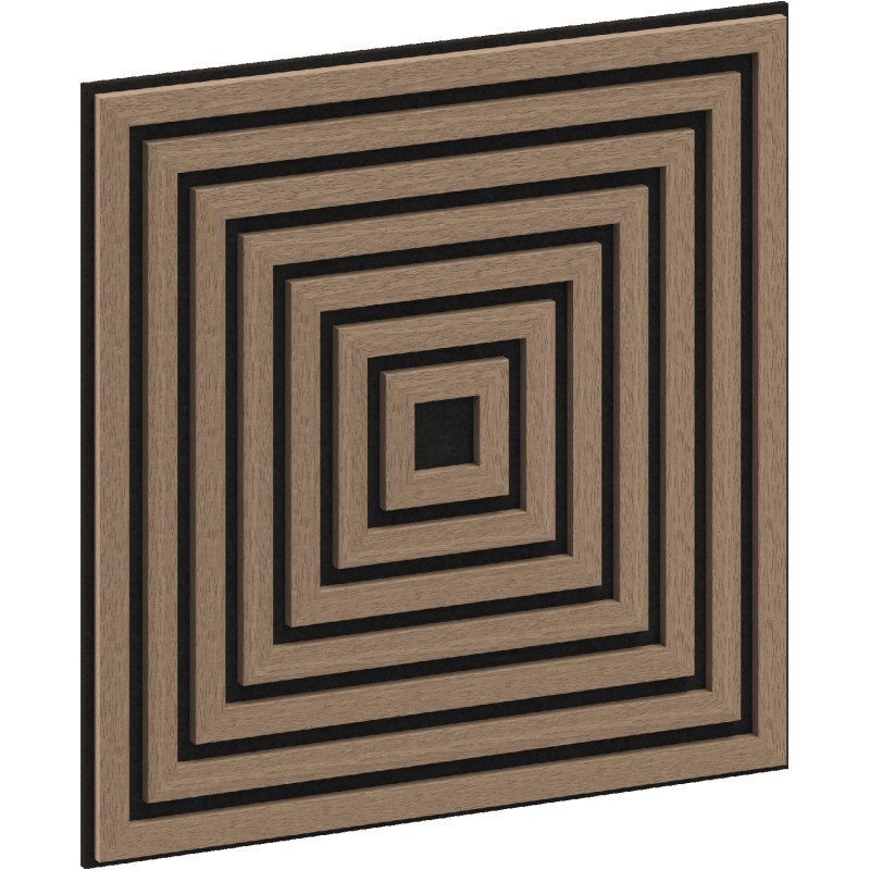 Mexen Linea 13 panel de pared acústico 60 x 60 cm (4 unidades), fieltro 9 mm, chapa técnica, Nogal Claro - S110-60607-13-047