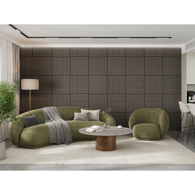 Mexen Linea 15 panel ścienny akustyczny 60 x 60 cm (4szt.), filc 9 mm, fornir techniczny, Szary Dąb - S110-60607-15-043