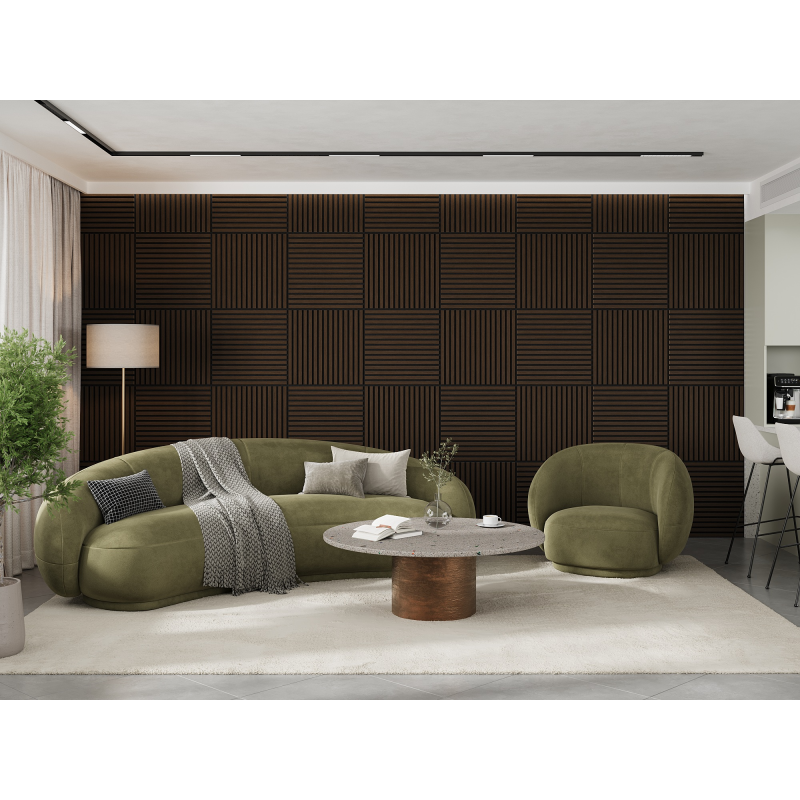 Mexen Linea 15 panel ścienny akustyczny 60 x 60 cm (4szt.), filc 9 mm, fornir techniczny, Dąb Mocca - S110-60607-15-045