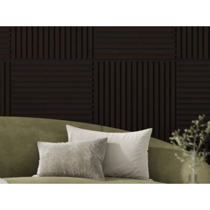 Mexen Linea 15 panel ścienny akustyczny 60 x 60 cm (4szt.), filc 9 mm, fornir techniczny, Czarny Dąb - S110-60607-15-046