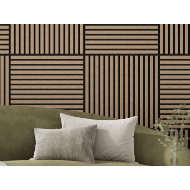 Mexen Linea 15 panel ścienny akustyczny 60 x 60 cm (4szt.), filc 9 mm, fornir techniczny, Jasny Orzech - S110-60607-15-047