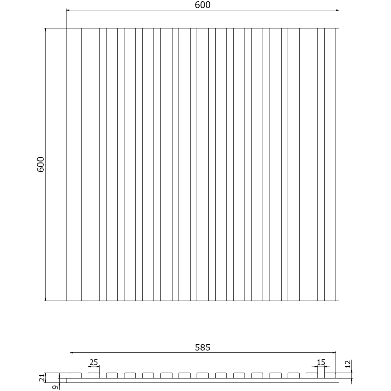 Mexen Linea 15 panel ścienny akustyczny 60 x 60 cm (4szt.), filc 9 mm, fornir techniczny, Jasny Orzech - S110-60607-15-047