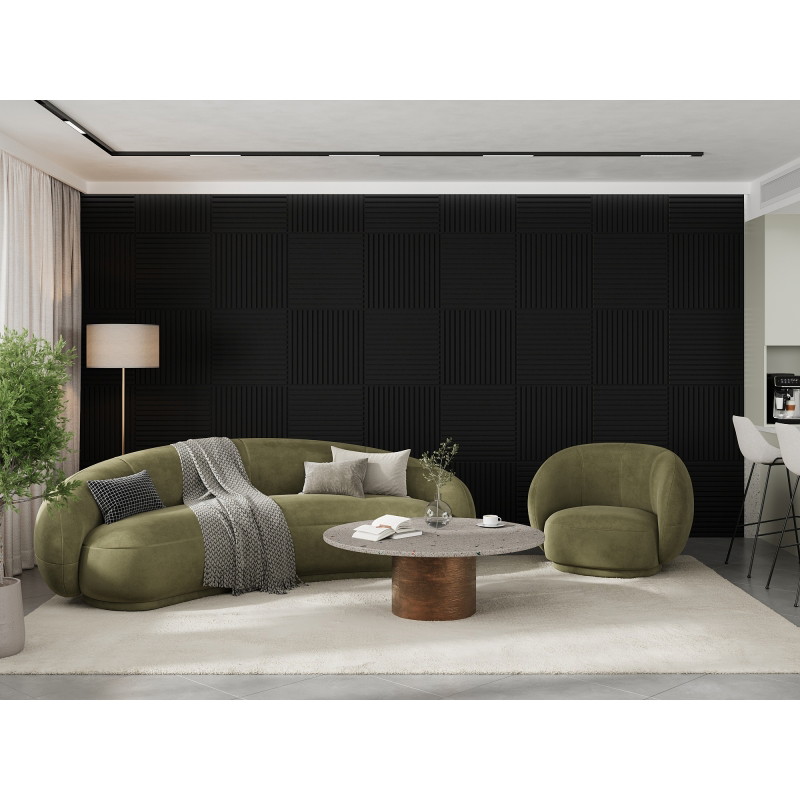 Mexen Linea 15 akoestisch wandpaneel 60 x 60 cm (4st.), vilt 9 mm, technisch fineer, Zwart Mat - S110-60607-15-053