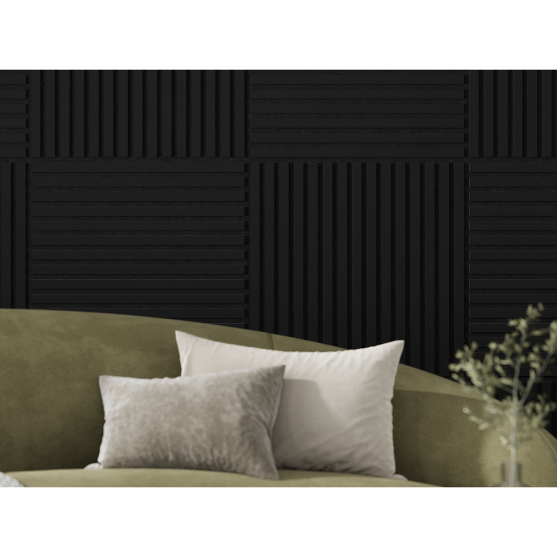 Mexen Linea 15 panel ścienny akustyczny 60 x 60 cm (4szt.), filc 9 mm, fornir techniczny, Czarny Mat - S110-60607-15-053