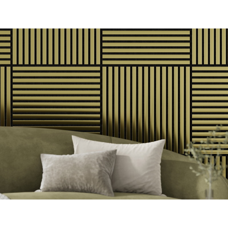Mexen Linea 15 akoestisch wandpaneel 60 x 60 cm (4 stuks), vilt 9 mm, technische fineer, Goud - S110-60607-15-057