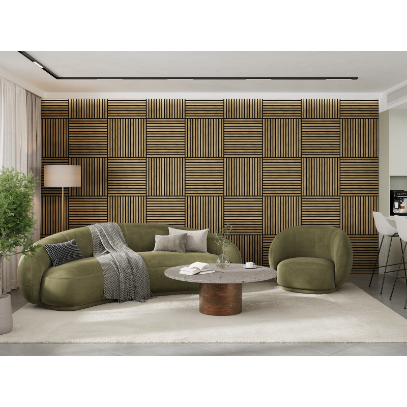 Mexen Linea 15 panel ścienny akustyczny 60 x 60 cm (4szt.), filc 9 mm, fornir techniczny, Dąb Miodowy - S110-60607-15-066