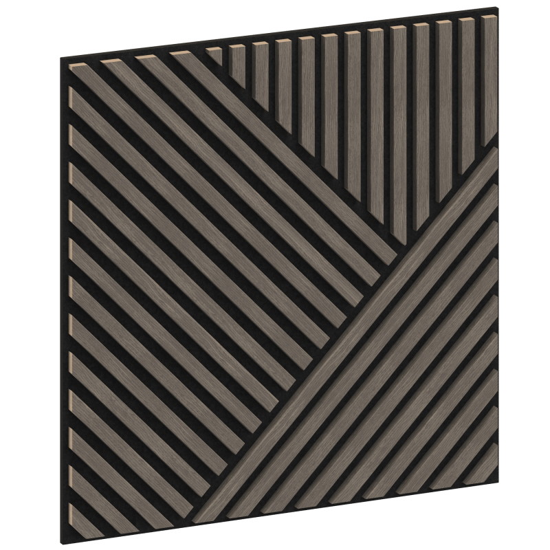 Mexen Linea 25 akoestisch wandpaneel 60 x 60 cm (4 stuks), 9 mm vilt, technische fineer, Grijze Eik - S110-60607-25-043