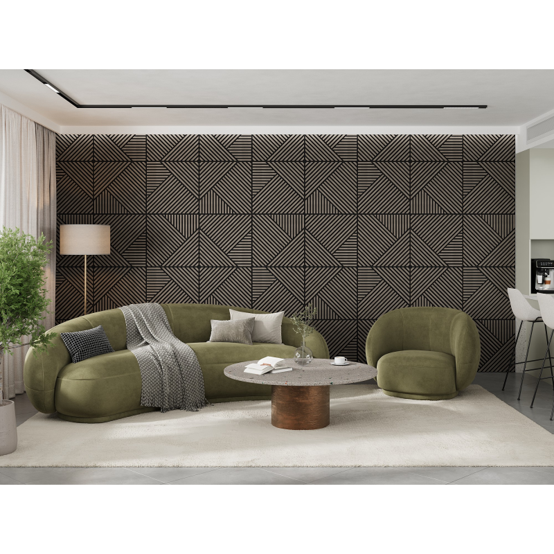 Mexen Linea 25 panel ścienny akustyczny 60 x 60 cm (4szt.), filc 9 mm, fornir techniczny, Szary Dąb - S110-60607-25-043
