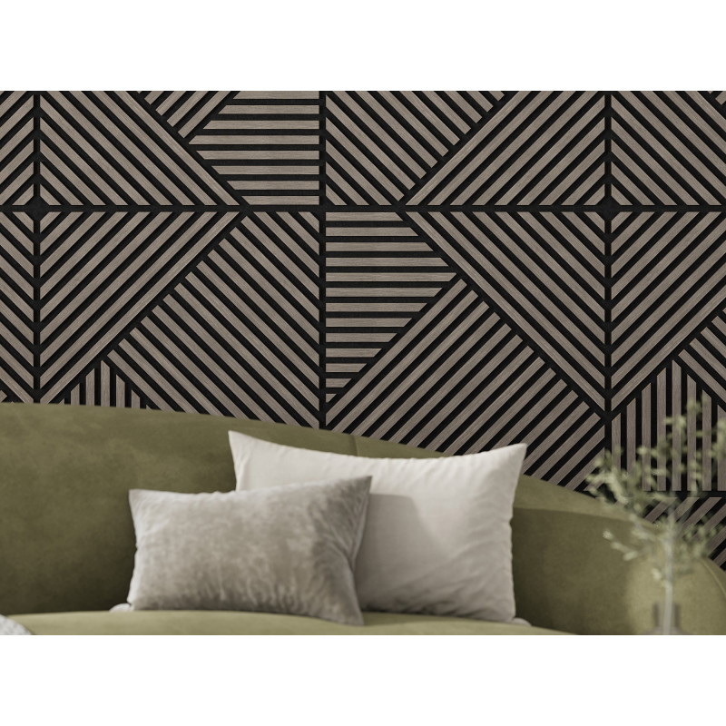 Mexen Linea 25 Akustische Wandplatte 60 x 60 cm (4 Stk.), Filz 9 mm, technisches Furnier, Graue Eiche - S110-60607-25-043