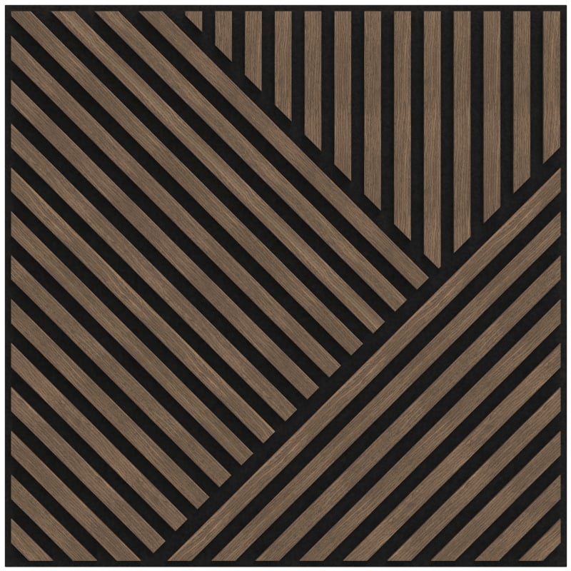 Mexen Linea 25 akoestisch wandpaneel 60 x 60 cm (4 stuks), vilt 9 mm, technische fineer, Donker Notenhout - S110-60607-25-044
