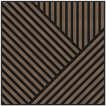 Mexen Linea 25 akoestisch wandpaneel 60 x 60 cm (4 stuks), vilt 9 mm, technische fineer, Donker Notenhout - S110-60607-25-044