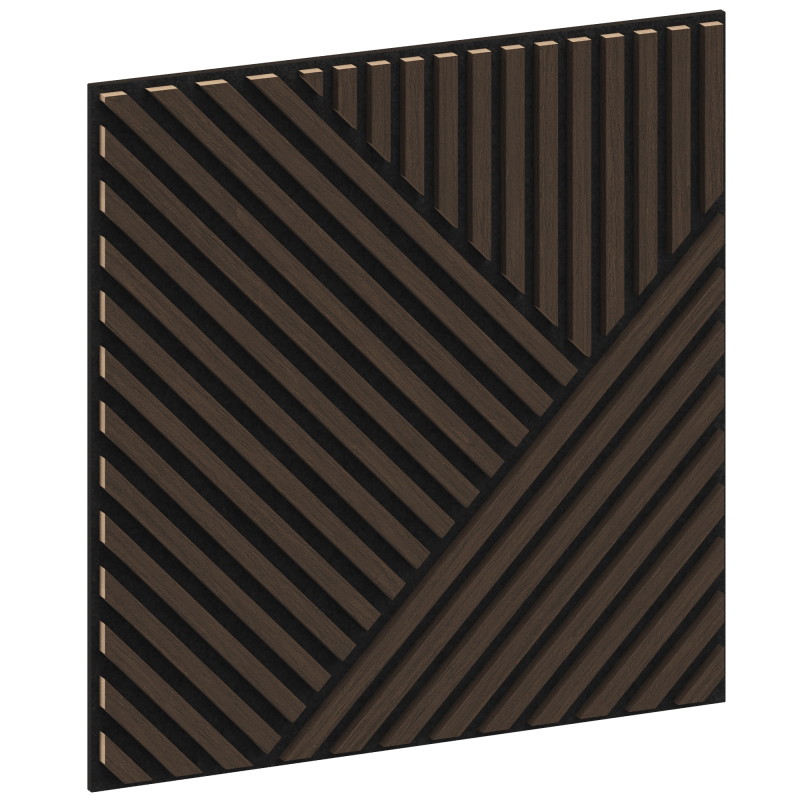 Mexen Linea 25 panel de pared acústico 60 x 60 cm (4 uds.), fieltro 9 mm, chapa técnica, Roble Mocca - S110-60607-25-045