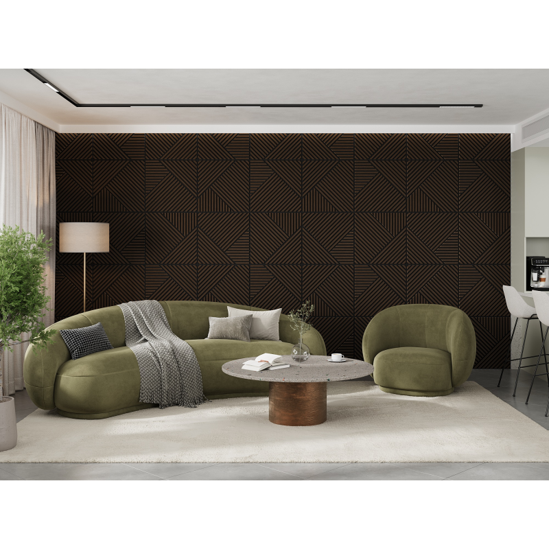 Mexen Linea 25 panel ścienny akustyczny 60 x 60 cm (4szt.), filc 9 mm, fornir techniczny, Dąb Mocca - S110-60607-25-045