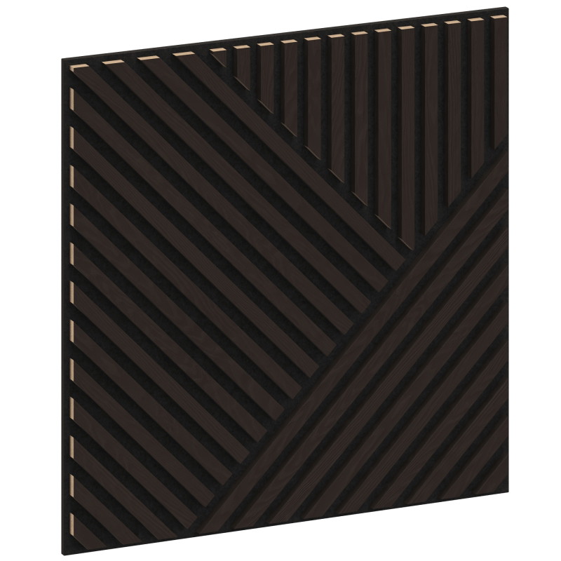 Mexen Linea 25 panel de pared acústico 60 x 60 cm (4 uds.), fieltro de 9 mm, chapa técnica, Roble Negro - S110-60607-25-046
