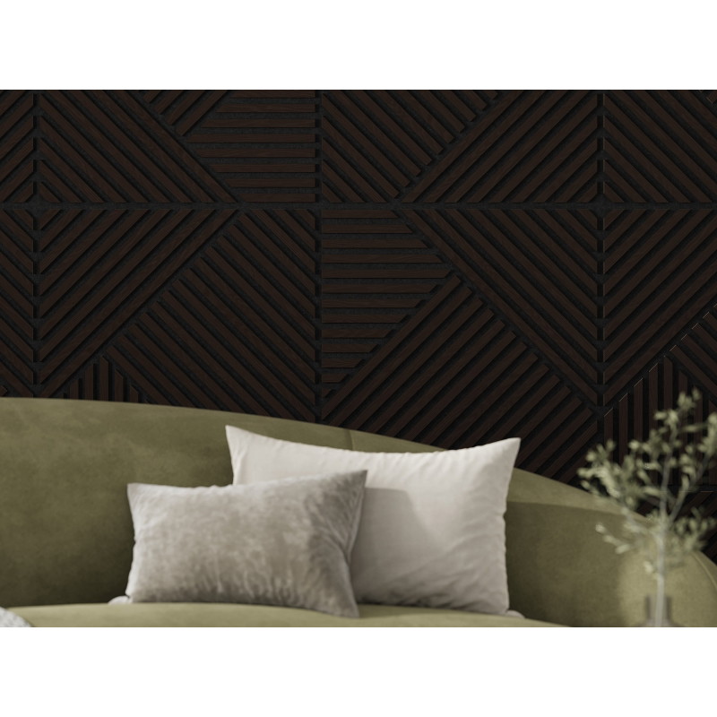 Mexen Linea 25 panel de pared acústico 60 x 60 cm (4 uds.), fieltro de 9 mm, chapa técnica, Roble Negro - S110-60607-25-046