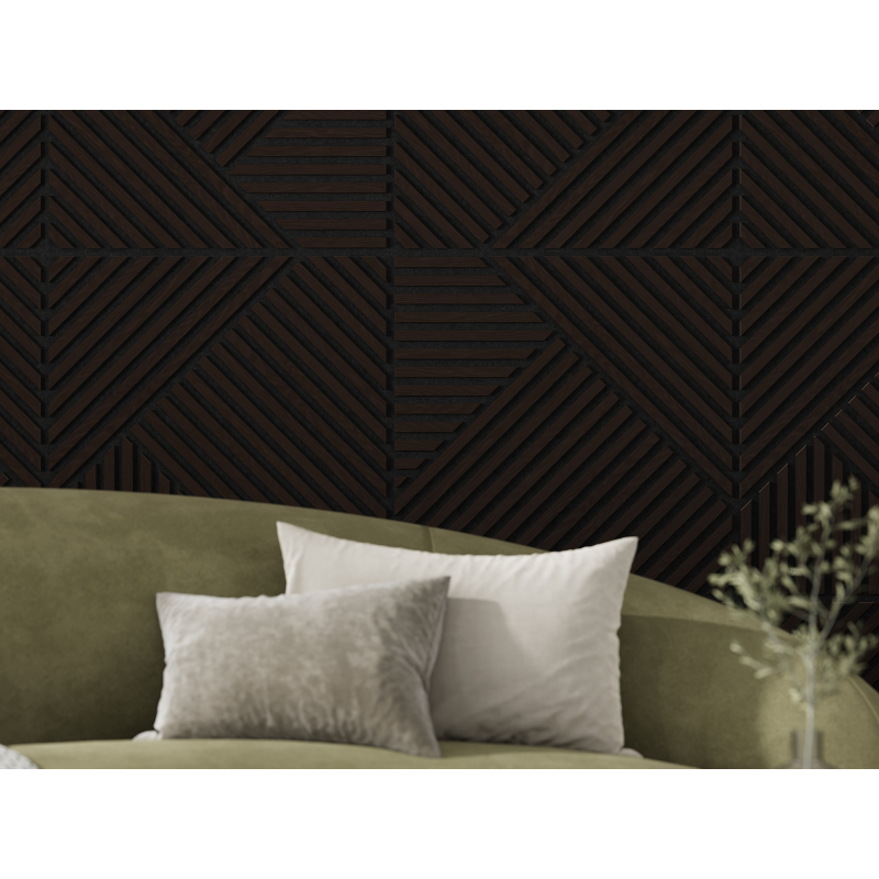 Mexen Linea 25 panel ścienny akustyczny 60 x 60 cm (4szt.), filc 9 mm, fornir techniczny, Czarny Dąb - S110-60607-25-046