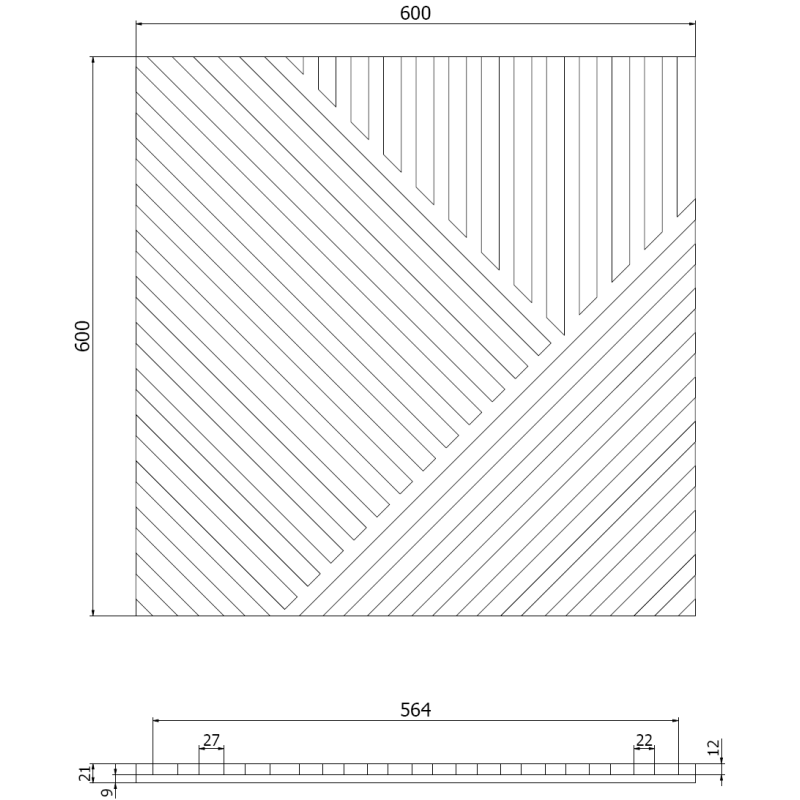 Mexen Linea 25 panel ścienny akustyczny 60 x 60 cm (4szt.), filc 9 mm, fornir techniczny, Czarny Dąb - S110-60607-25-046