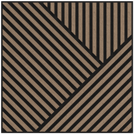 Mexen Linea 25 pannello a parete acustico 60 x 60 cm (4 pezzi), feltro 9 mm, impiallacciatura tecnica, Noce Chiaro