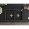 Mexen Tomas granit gootsteen 2-kamer met keukenkraan Rita, zwart/goud metallic - 6516-75-670300-70