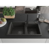 Mexen Tomas granit gootsteen 2-kamer met keukenkraan Rita, zwart/goud metallic - 6516-75-670300-70-B