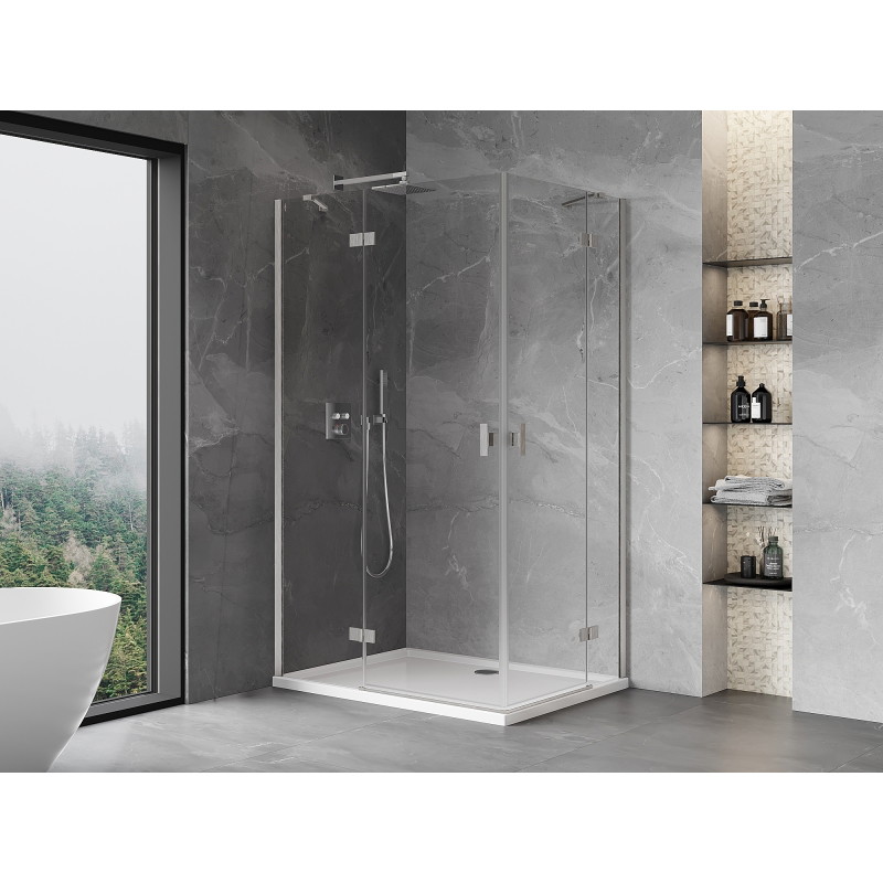 Mexen Mist-H Duo shower cabin pivot door left 100 x 90 cm, transparent, brushed nickel - 8A5-100L-090P-97-00