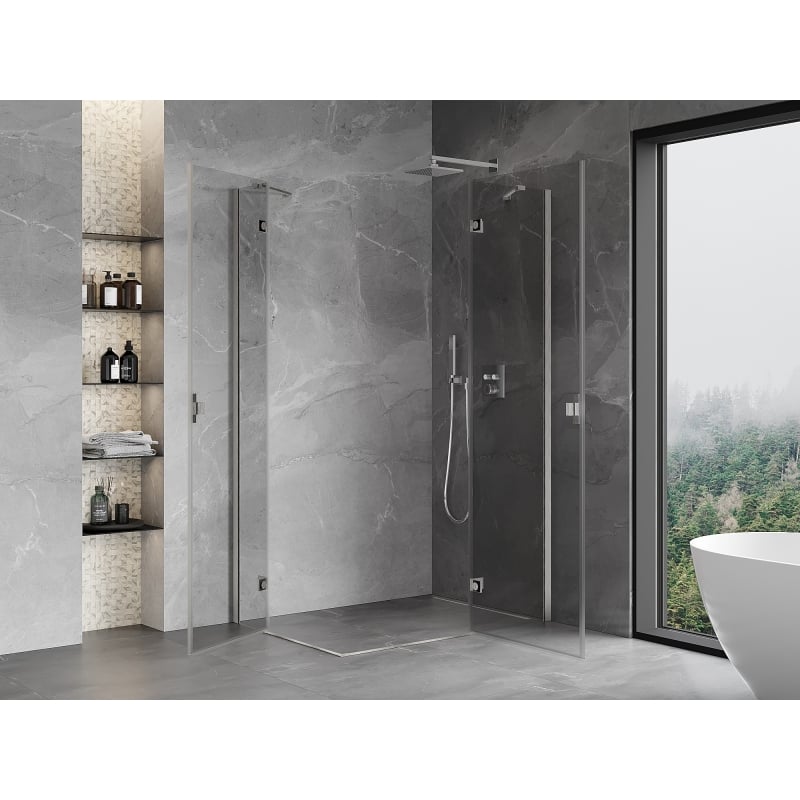 Mexen Mist-H Duo cabine de douche pivotante droite 70 x 95 cm, transparent, nickel brossé - 8A5-070L-095P-97-00