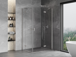Mexen Mist-H Duo cabine de douche pivotante droite 105 x 115 cm, transparent, nickel brossé - 8A5-105L-115P-97-00
