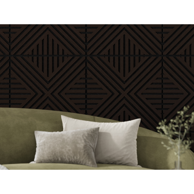 Mexen Linea 26 panel ścienny akustyczny 60 x 60 cm (4szt.), filc 9 mm, fornir techniczny, Czarny Dąb - S110-60607-26-046