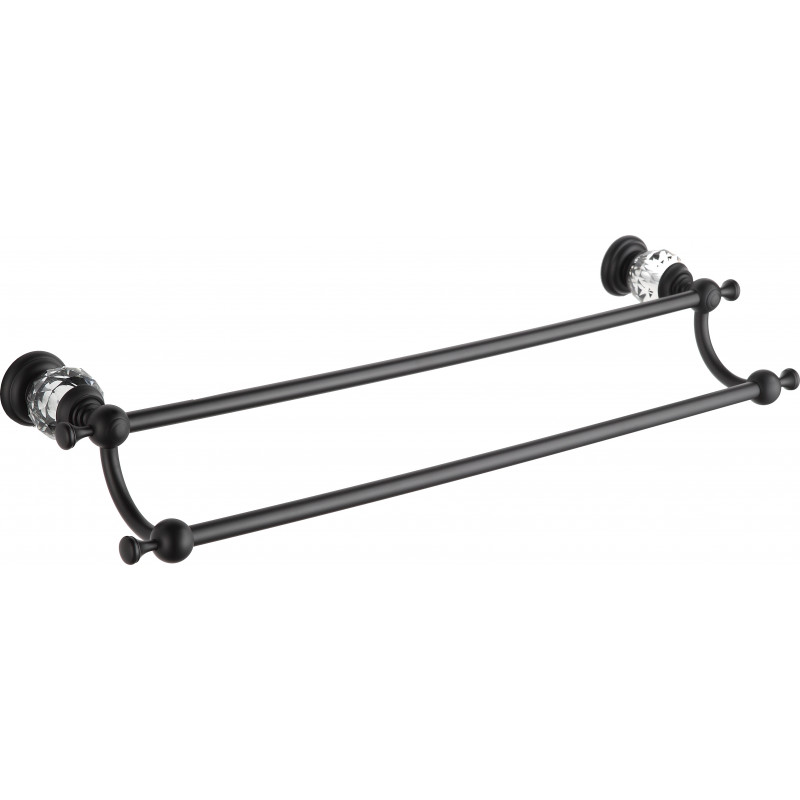 Mexen Estela perchero doble para toallas, negro - 7011525-70