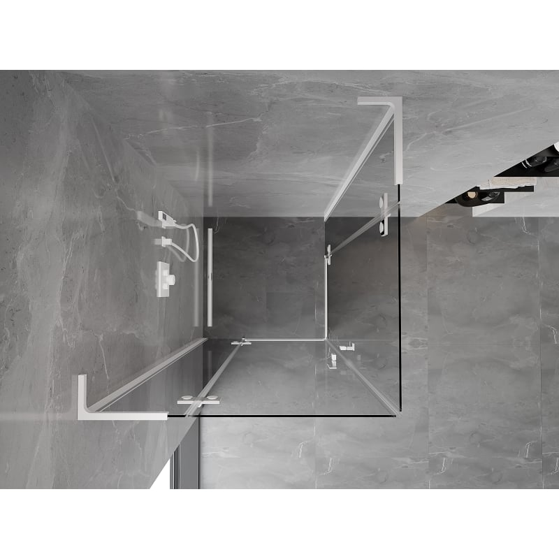 Mexen Mist-H L Duo cabine de douche pivotante 70 x 70 cm, transparent, blanc - 8A5L-070L-070P-20-00
