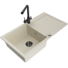 Mexen Leo fregadero de granito de 1 cubeta con escurridor y grifo de cocina Duero, beige- 6501-69-671600-70