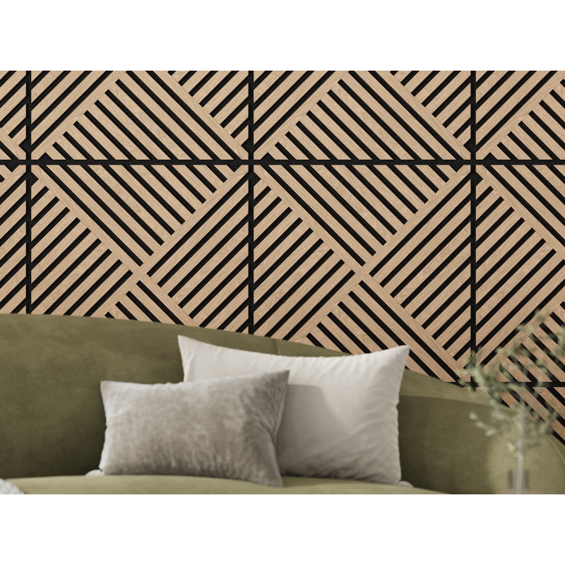 Mexen Linea 08 panel de pared acústico 60 x 60 cm (4 uds.), fieltro 9 mm, chapa técnica, Roble Blanqueado - S110-60607-08-040