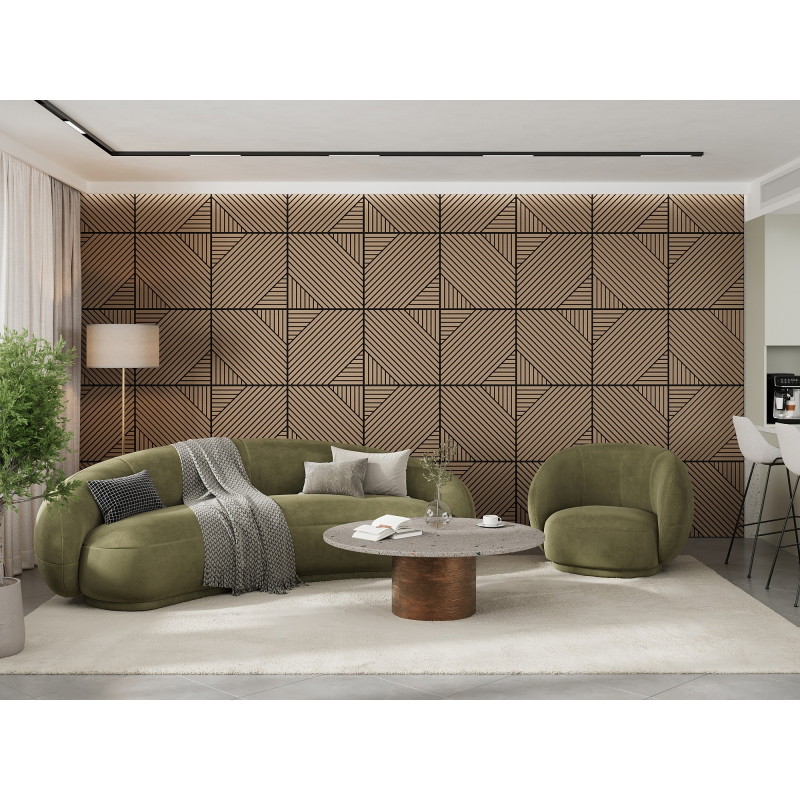 Mexen Linea 26 Akustik-Wandpaneel 60 x 60 cm (4 Stk.), Filz 9 mm, technisches Furnier, Helles Nussbaumholz - S110-60607-26-047