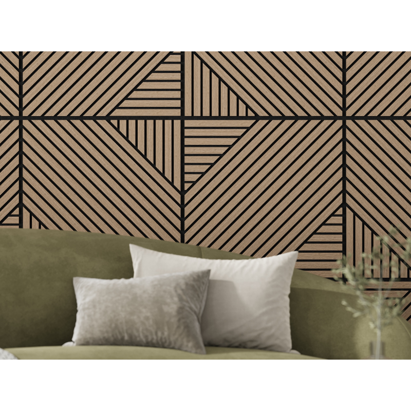 Mexen Linea 26 panel ścienny akustyczny 60 x 60 cm (4szt.), filc 9 mm, fornir techniczny, Jasny Orzech - S110-60607-26-047