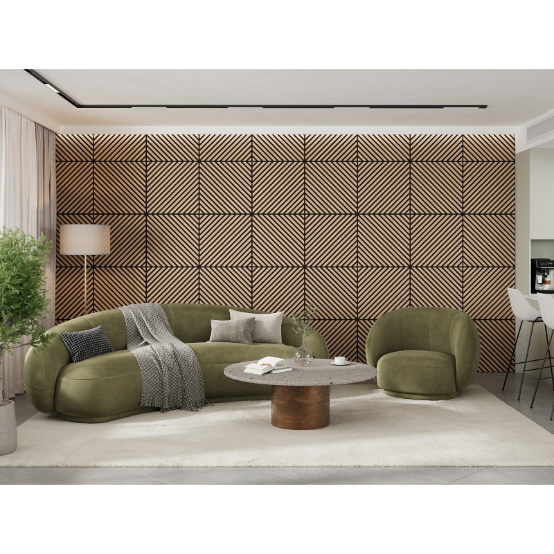 Mexen Linea 39 akustinen seinäpaneeli 60 x 60 cm (4 kpl), huopa 9 mm, tekninen viilu, vaalennettu tammi - S110-60607-39-040