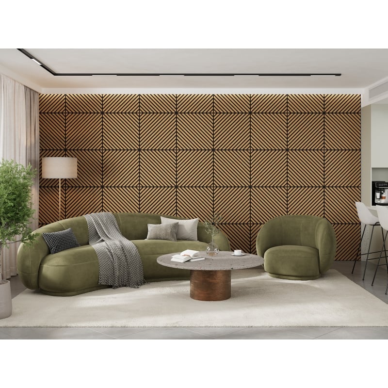 Mexen Linea 39 akustiska sienas panelis 60 x 60 cm (4 gab.), filcs 9 mm, tehniskais finieris, Classic ozols - S110-60607-39-041