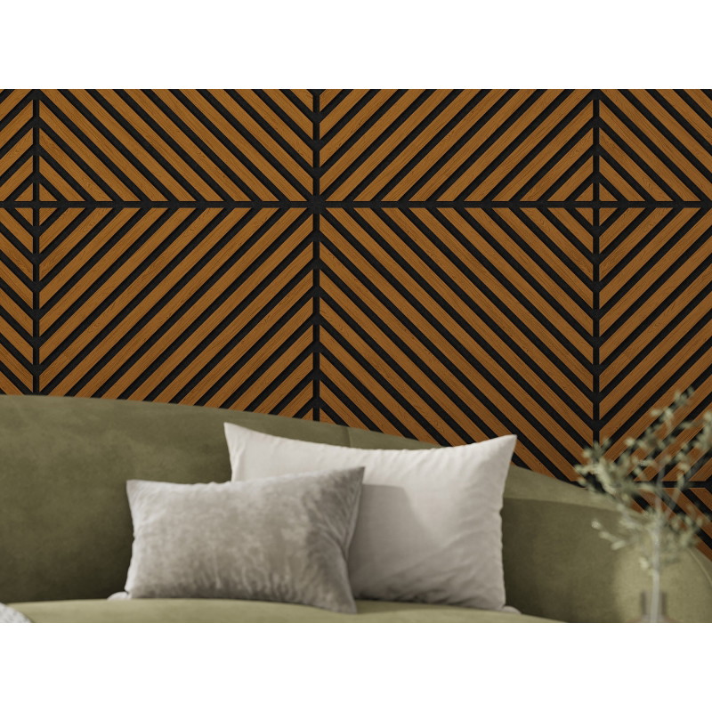 Mexen Linea 39 akustisk väggpanel 60 x 60 cm (4st.), filt 9 mm, teknisk faner, Naturlig Ek - S110-60607-39-042